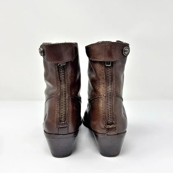 Vintage Frye Leather Pointed Toe Western Ankle Boots Brown size 6.5 - Picture 6 of 13